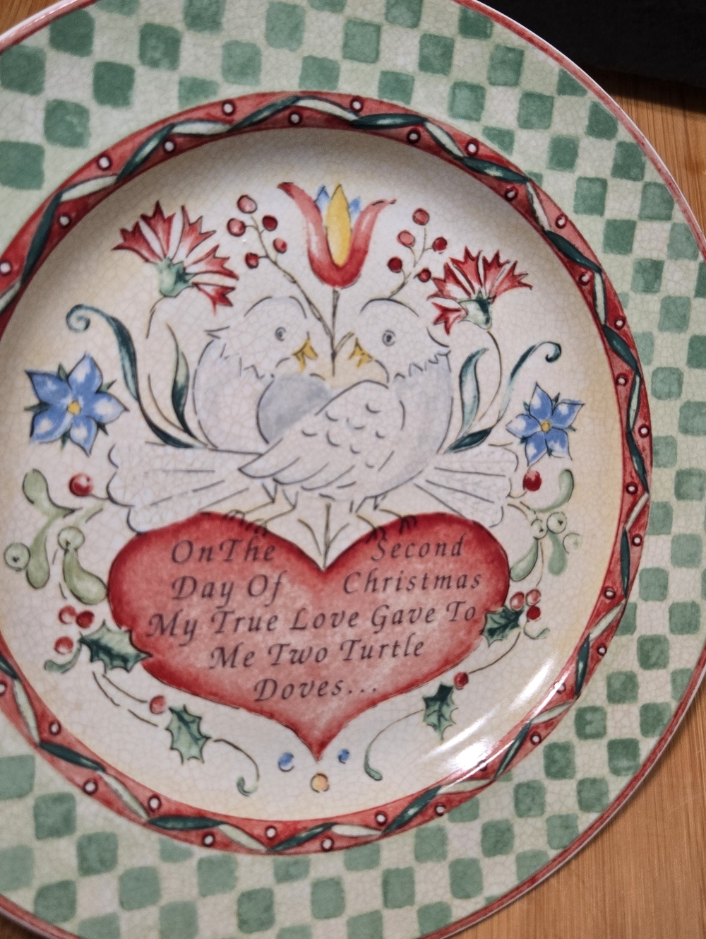 2nd Day 2 Two Turtle Doves Vintage 12 Days of Christmas plate 222 Fifth
